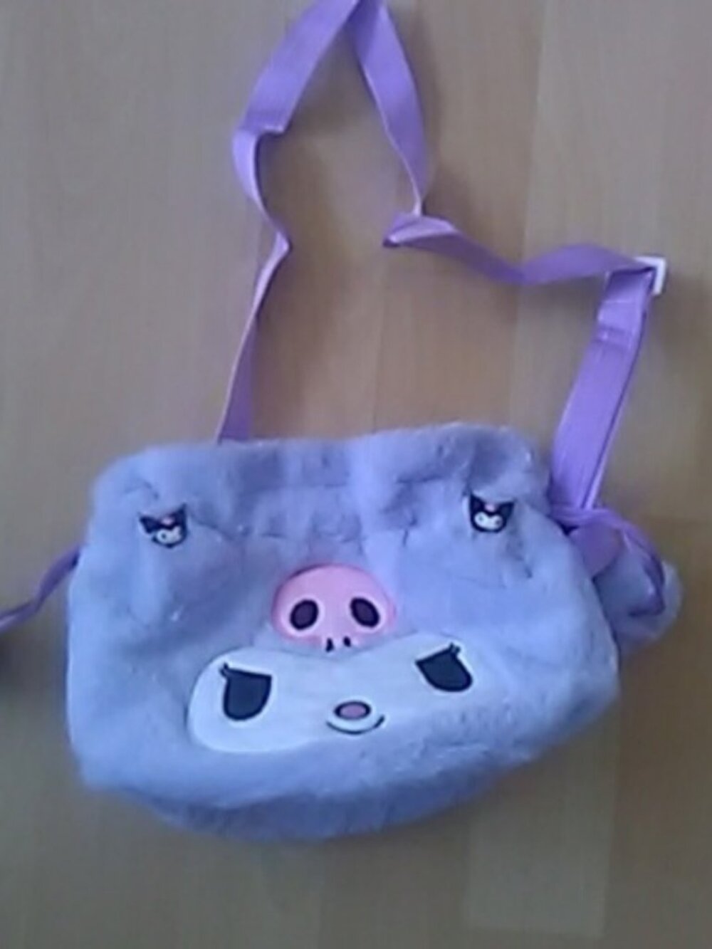 💲1⃣  Add On ▶Cute Purple Plush Kuromi  Drawstring Bag Girl Women